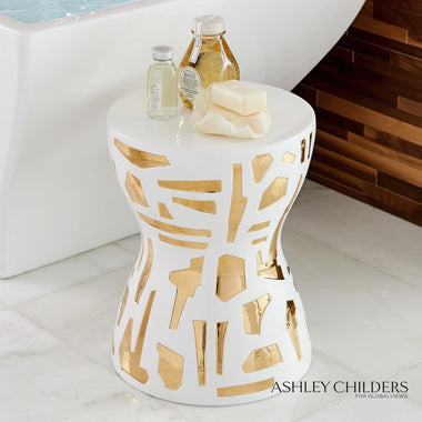 Abstract Stool - Gold/White