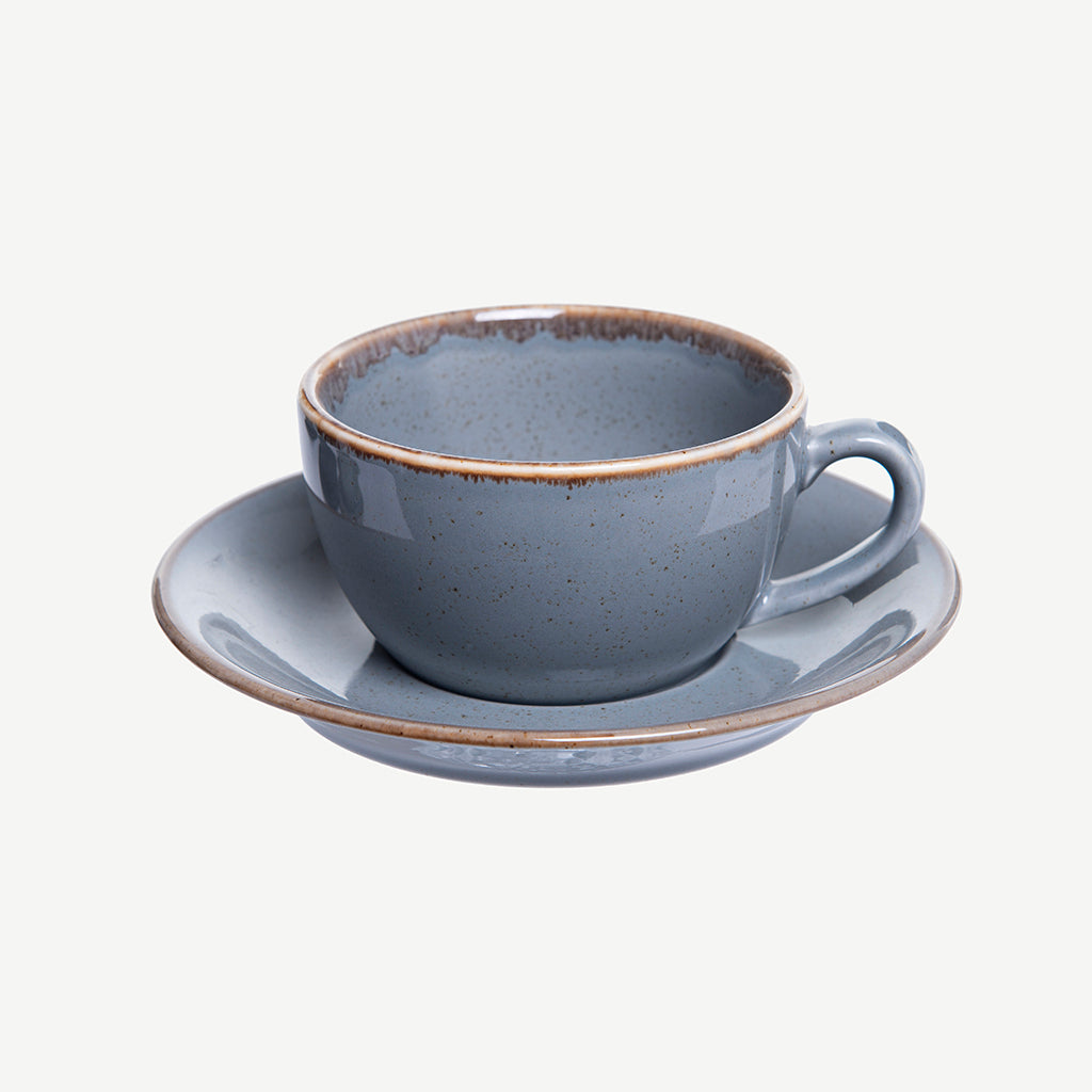 Alum coffee cup and plate grey