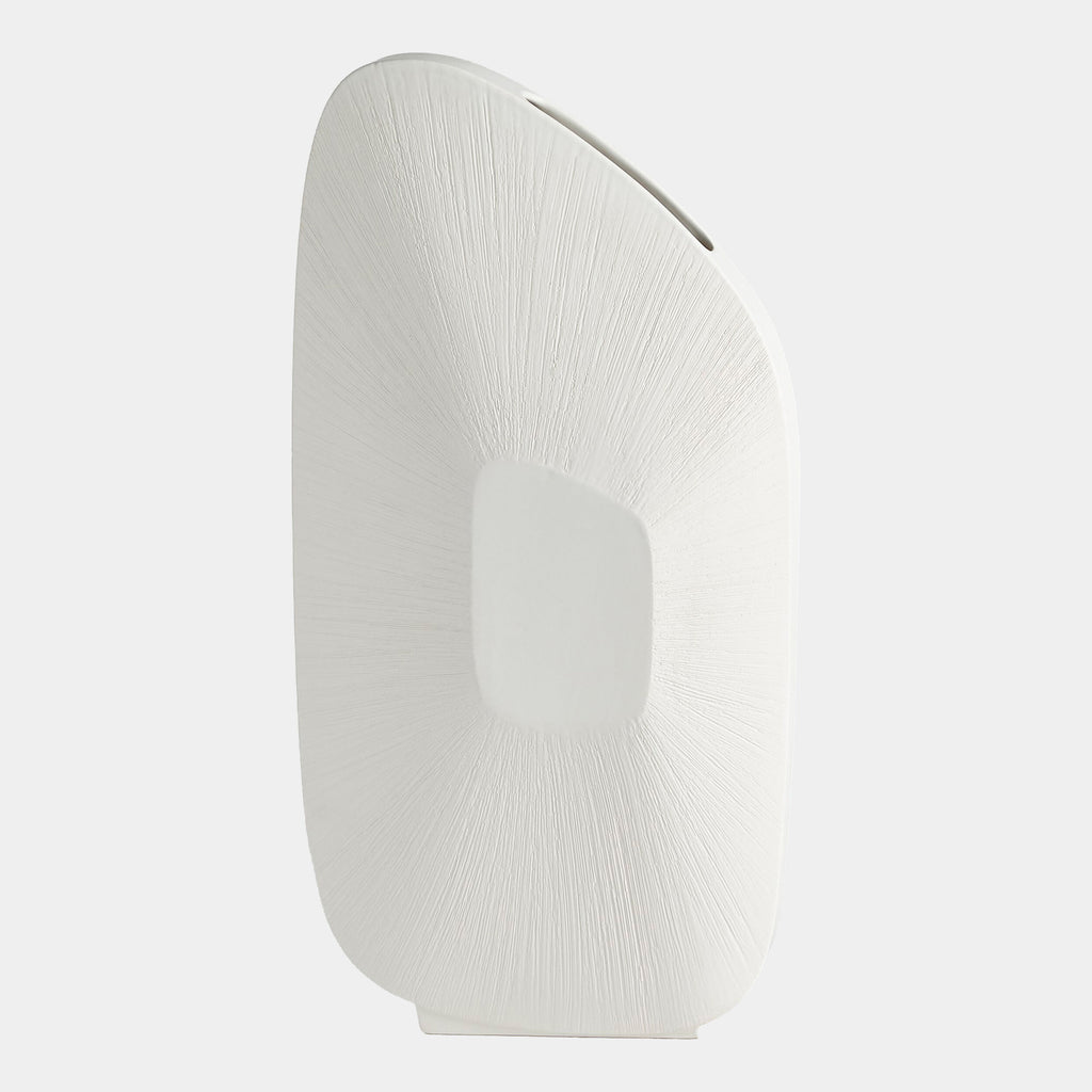 Offset Square Scratch Vase - Matte White - Tall