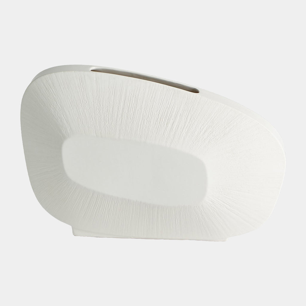 Offset Square Scratch Vase - Matte White - Low