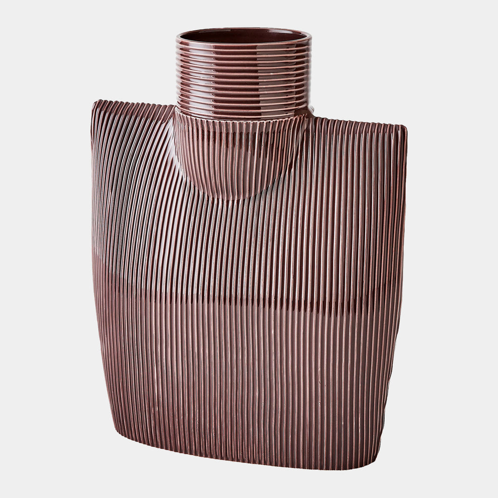 Ribbed Collar Vase - Plum - Sm