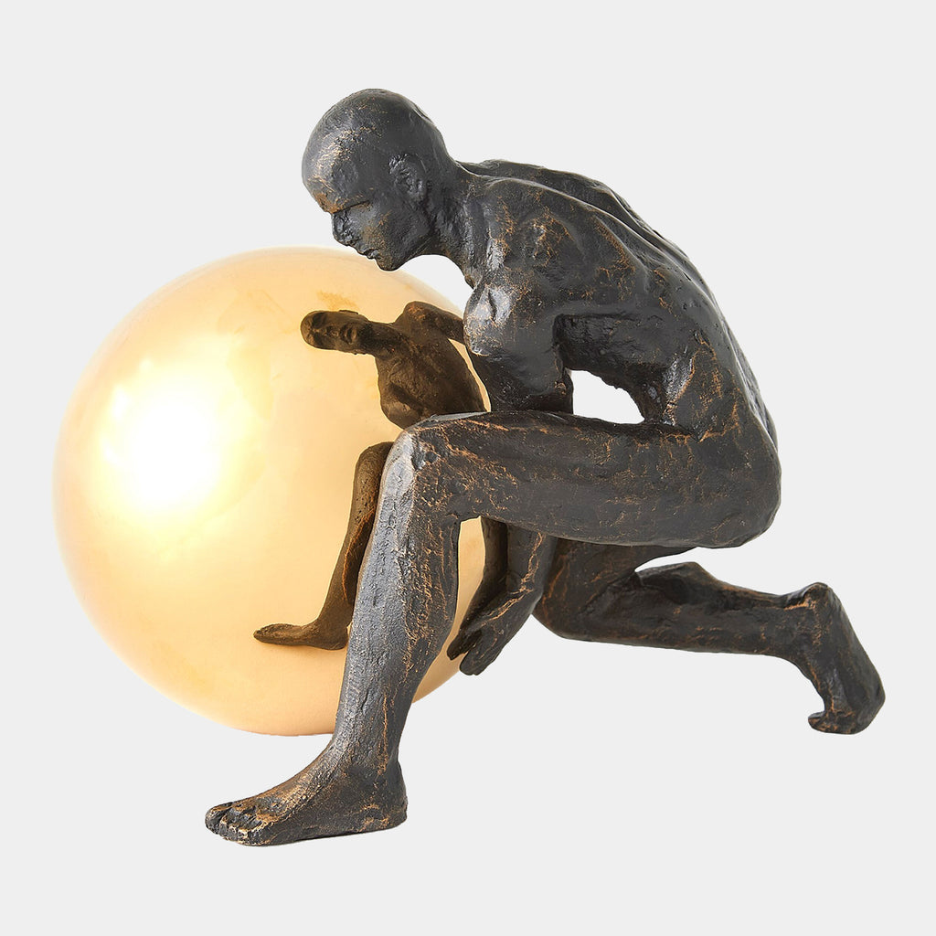 Boulder Man - Bronze w/Brass Sphere
