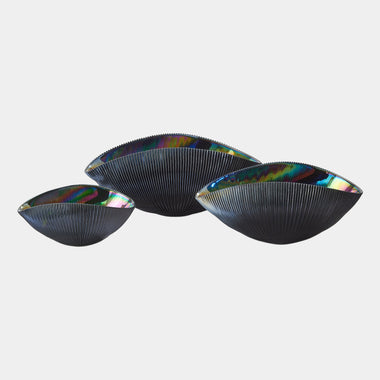 Pleated Bowl - Black Lg