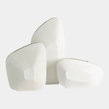 Offset Square Scratch Vase - Matte White - Low