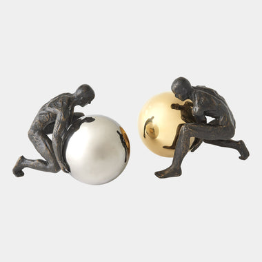 Boulder Man - Bronze w/Brass Sphere