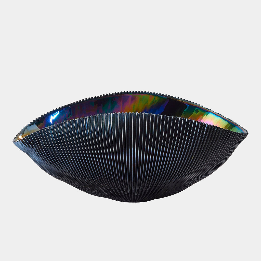Pleated Bowl - Black Lg