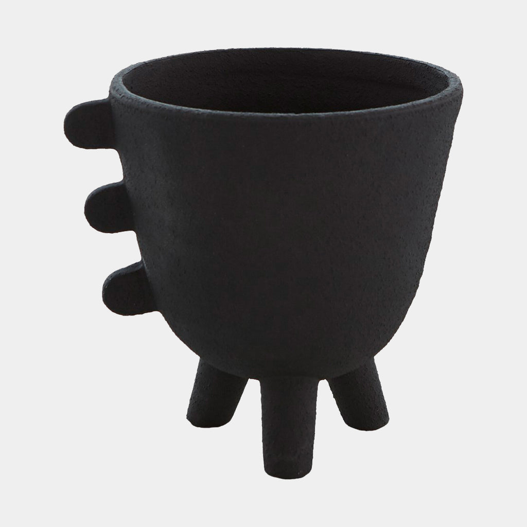Primitive Porcelain 3 Leg Cache Pot - Black
