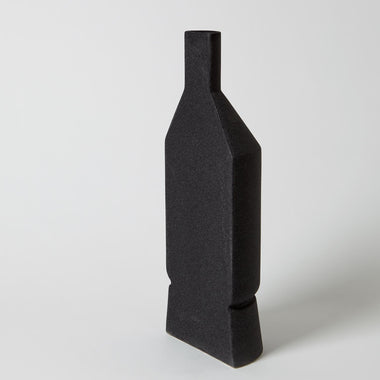 Flat Back Vase - Black Crust - Lg
