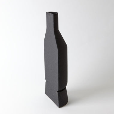 Flat Back Vase - Black Crust - Med