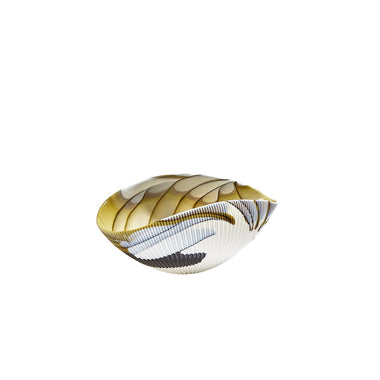 Pleated Bowl - Amber/Blue Filigree - Sm