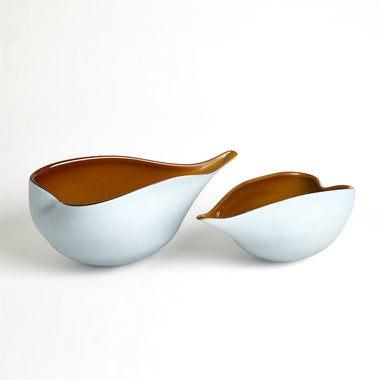 Frosted Blue Bowl & Amber Casing - Lg