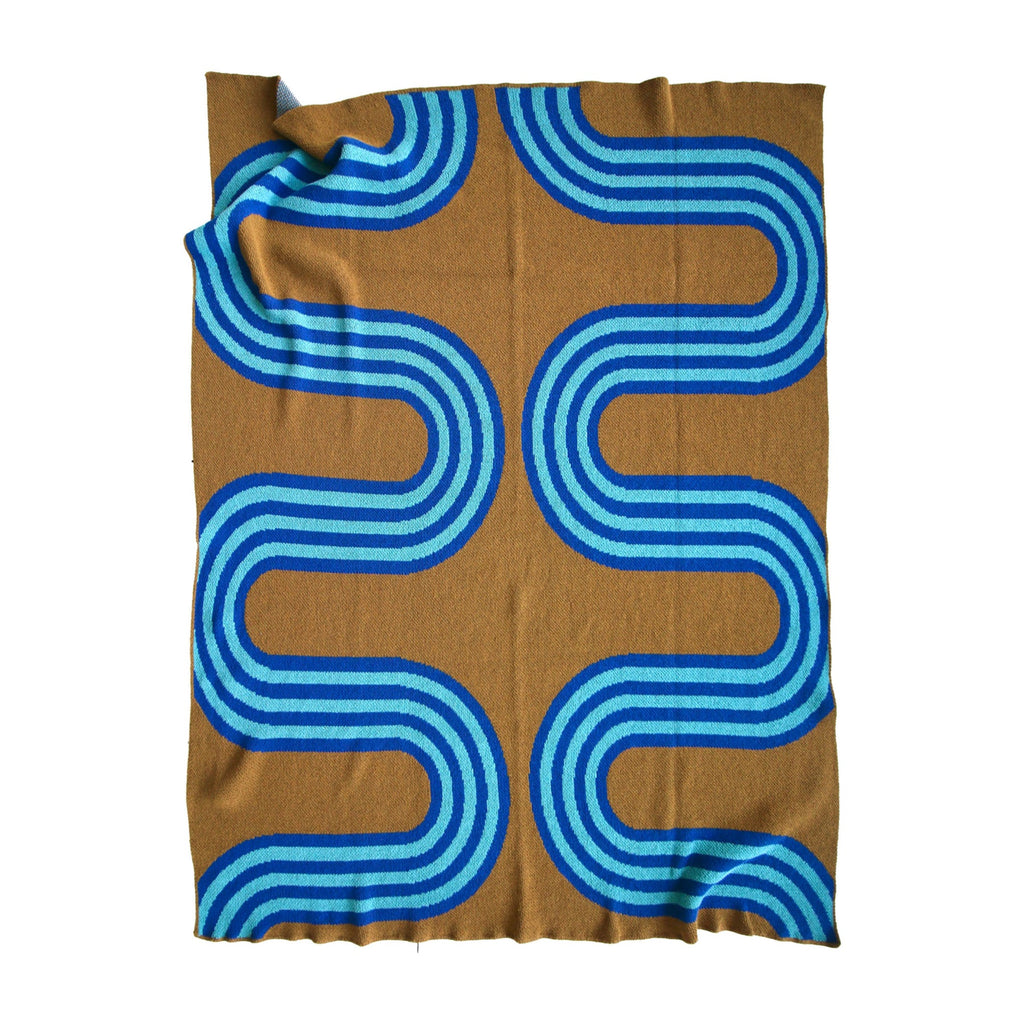 Eco Cotton Throws - 78th Street - Ochre / Turquoise