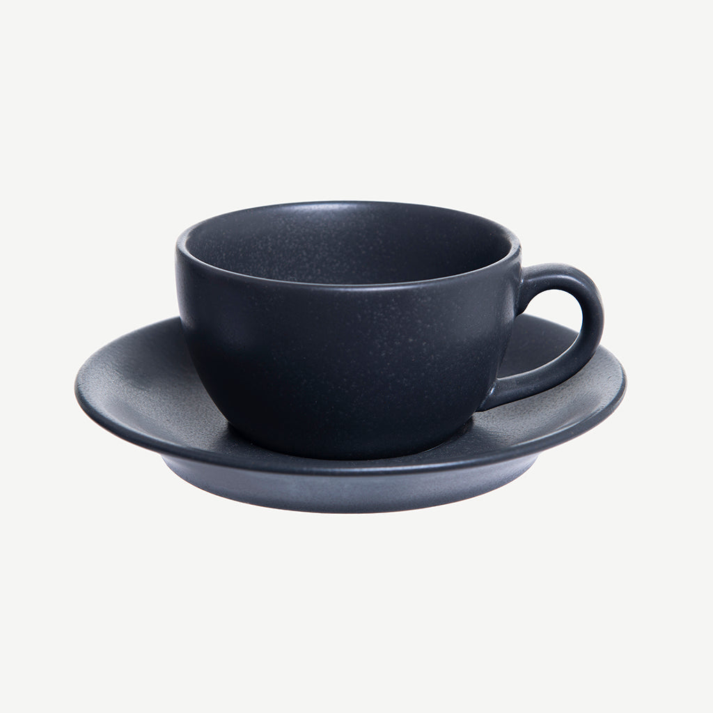 Alum coffee cup and plate black