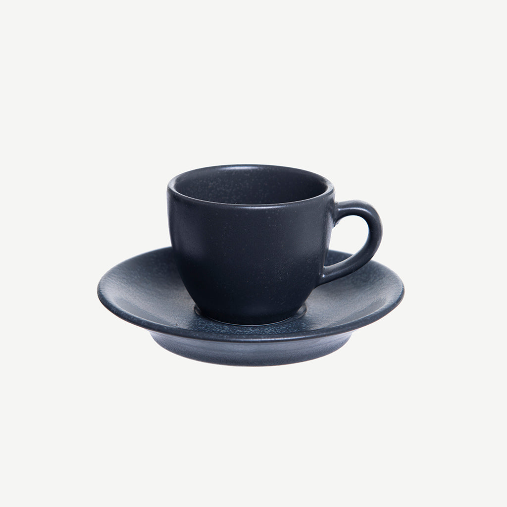 Alum espresso cup and plate black