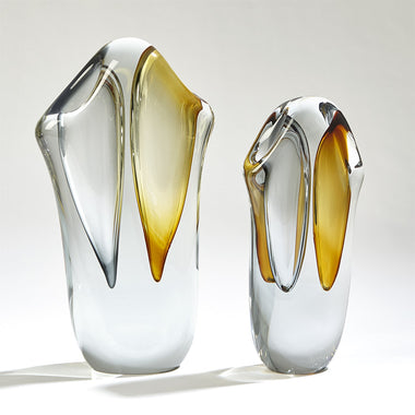 Duet vase - Amber & Grey - Sm