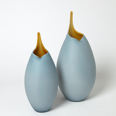 Frosted Blue Vase & Amber Casing - Sm