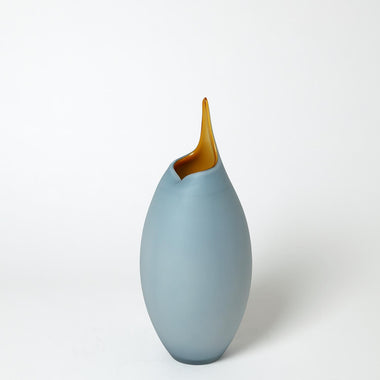 Frosted Blue Vase & Amber Casing - Sm
