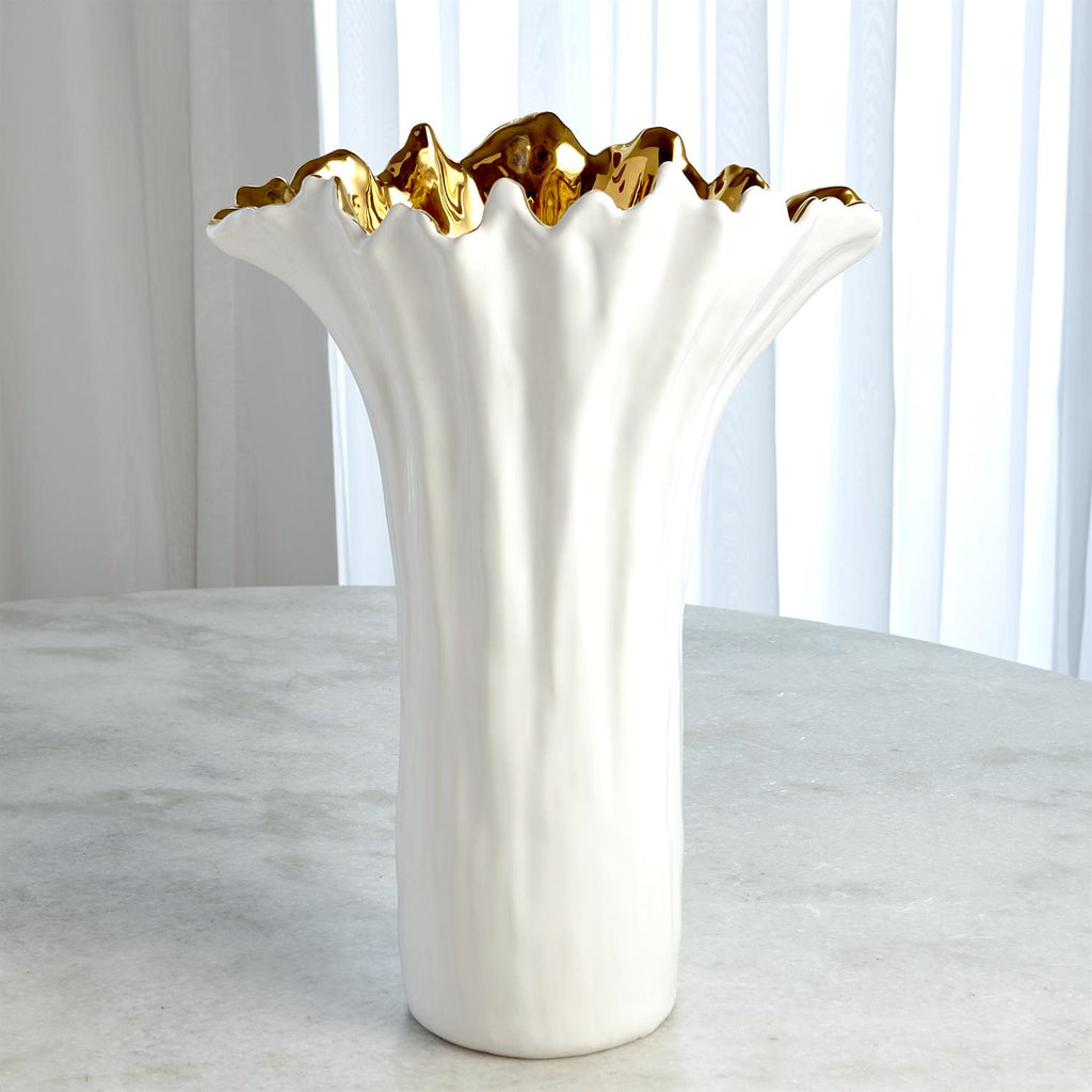 Organic Wave Vase - White/Gold