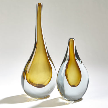 Stretched Neck Vase - Amber - Lg