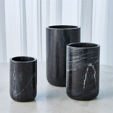 Simple Marble Vase - Black - Med