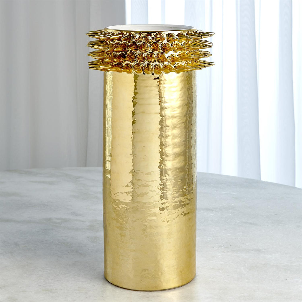 Spike Cylinder Vase - Gold - Lg