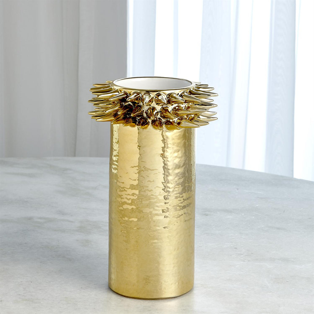Spike Cylinder Vase - Gold - Sm