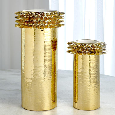 Spike Cylinder Vase - Gold - Lg