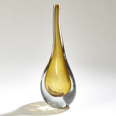 Stretched Neck Vase - Amber - Lg