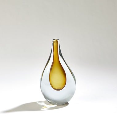 Stretched Neck Vase - Amber - Sm