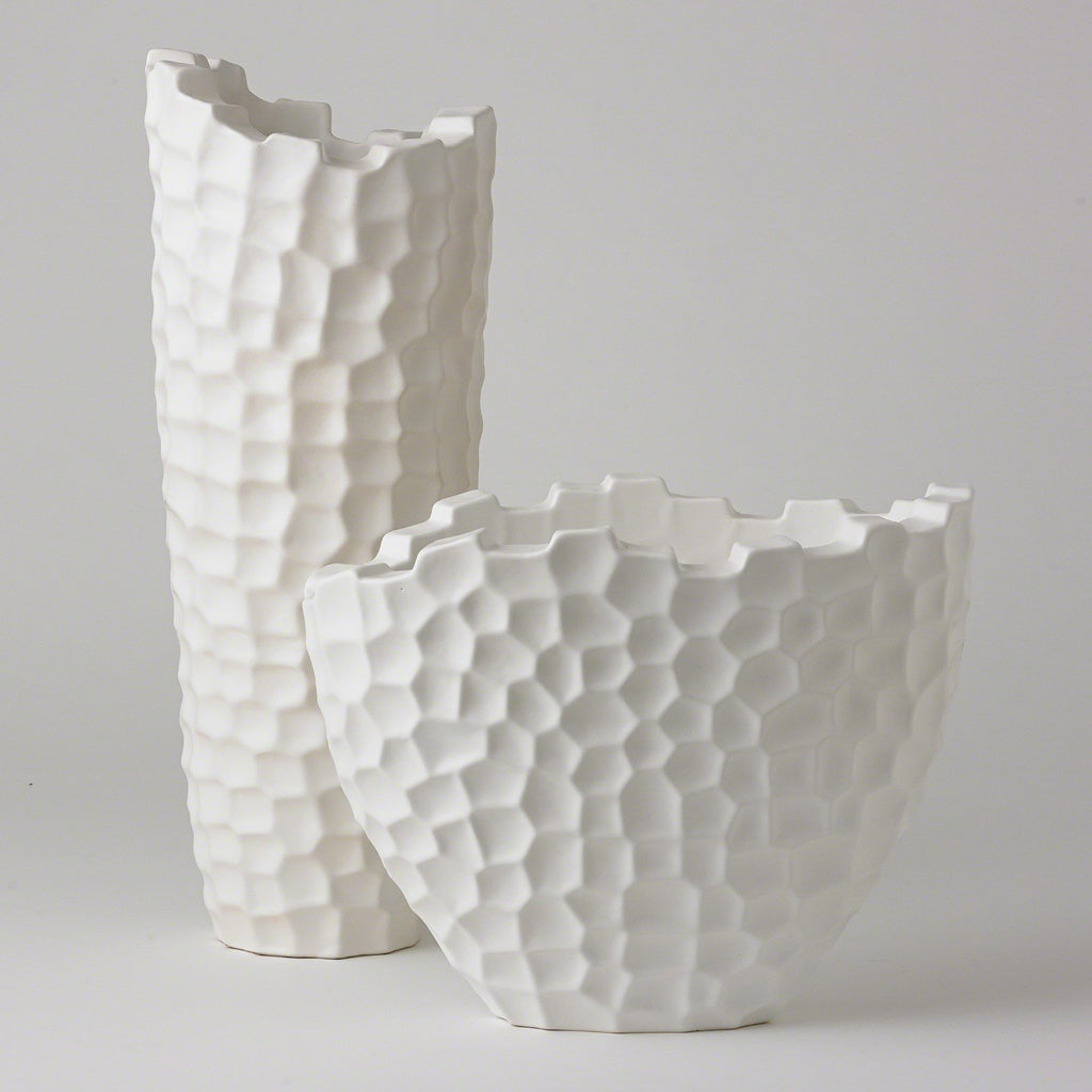 Random Grid Vase - Matte White - Tall